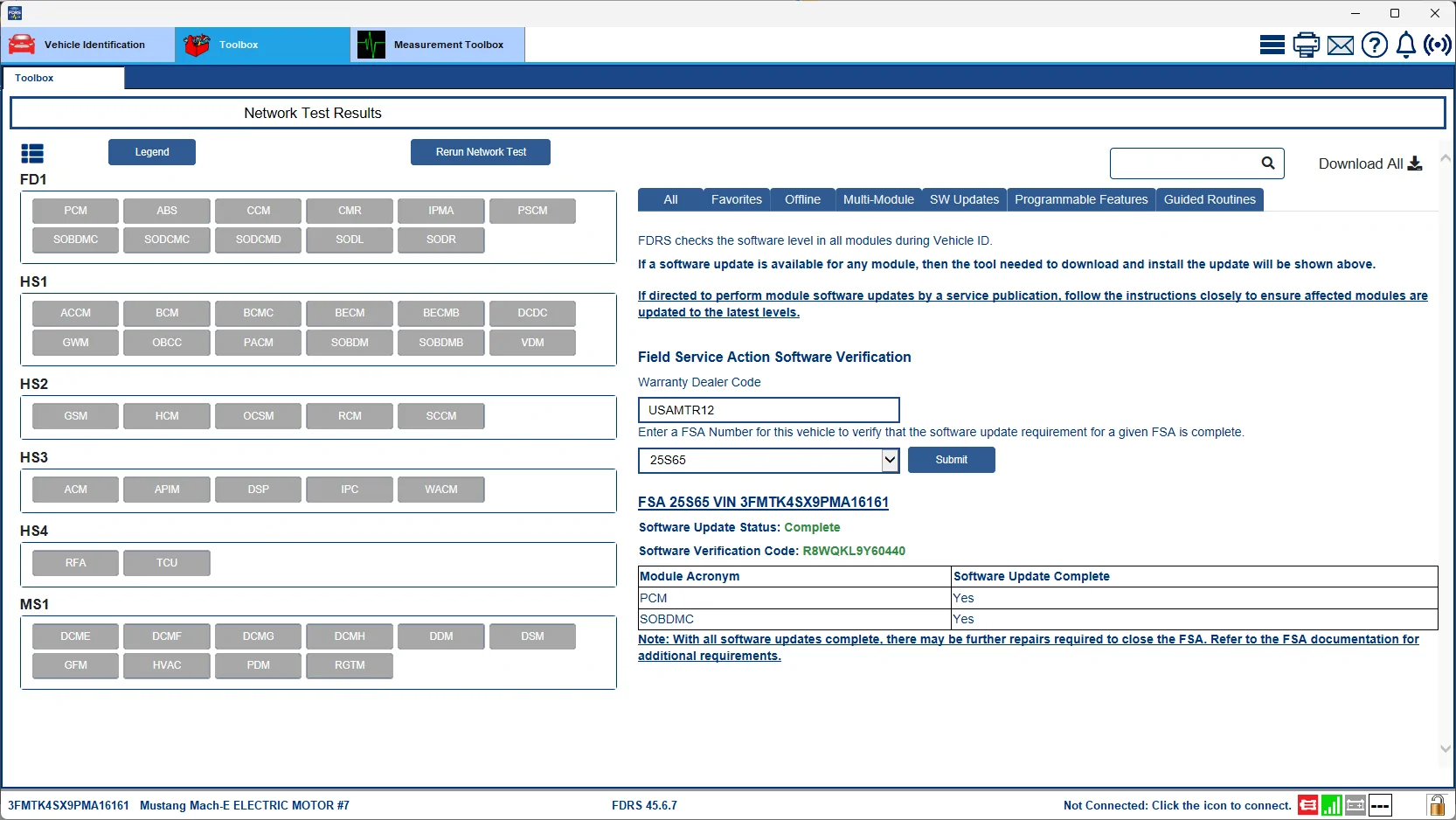 Ford Mustang Mach-E 12V Recall (25S65) Software Released 25S65_FSA_Verification-9-Sep-25_
