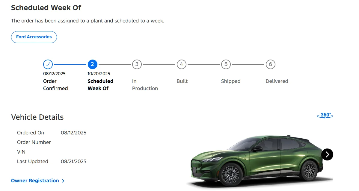 Ford Mustang Mach-E List of 2025 Orders and Times mach