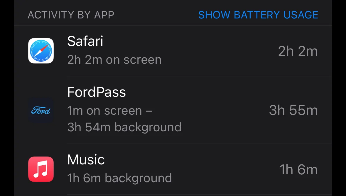 Ford Mustang Mach-E FordPass High Battery Usage - iOS IMG_1432