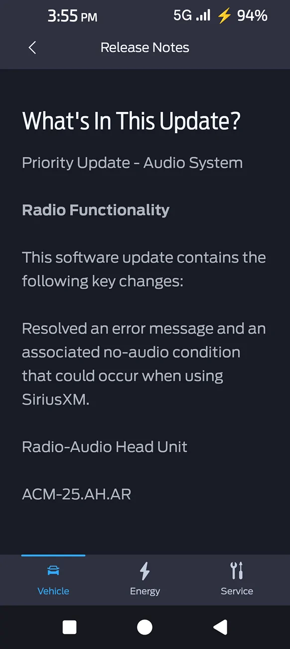 Ford Mustang Mach-E New audio functionality OTA update Screenshot_20251009-155525_FordPass
