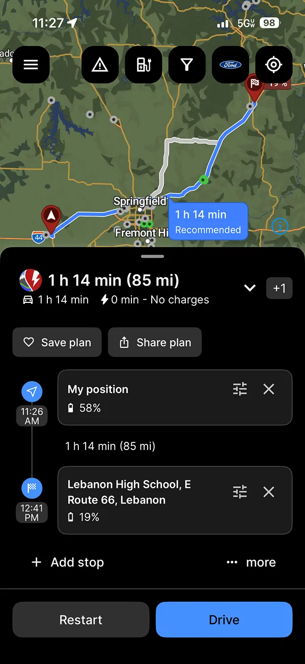 Ford Mustang Mach-E Apple Maps battery trip prediction - accurate? IMG_2330