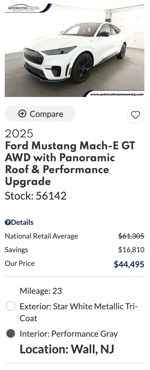 Ford Mustang Mach-E Volvo EX30 Screenshot 2025-11-01 at 7.38.31 PM