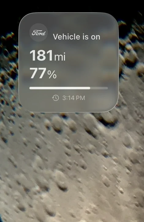 Ford Mustang Mach-E Mac: Ford app widget now working Screenshot 2025-11-11 at 3.21.46 PM