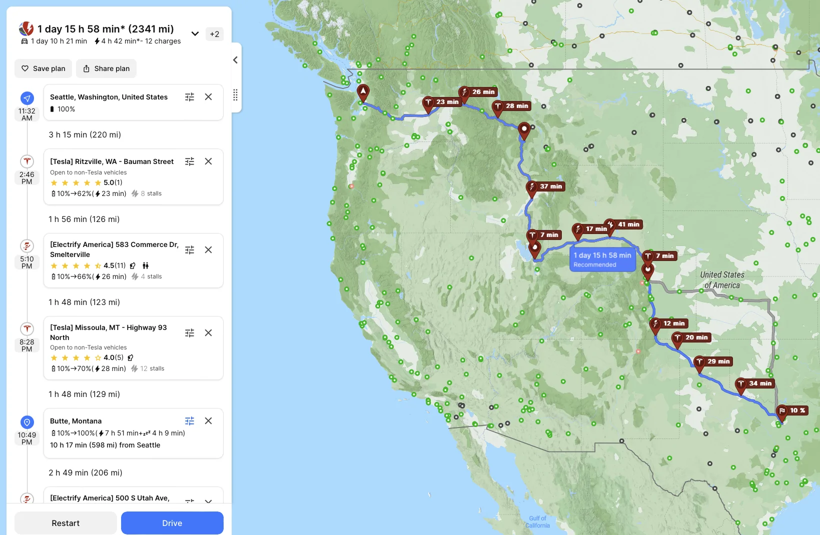 Ford Mustang Mach-E Seattle to Dallas Screenshot 2025-11-16 at 12.36.27 PM