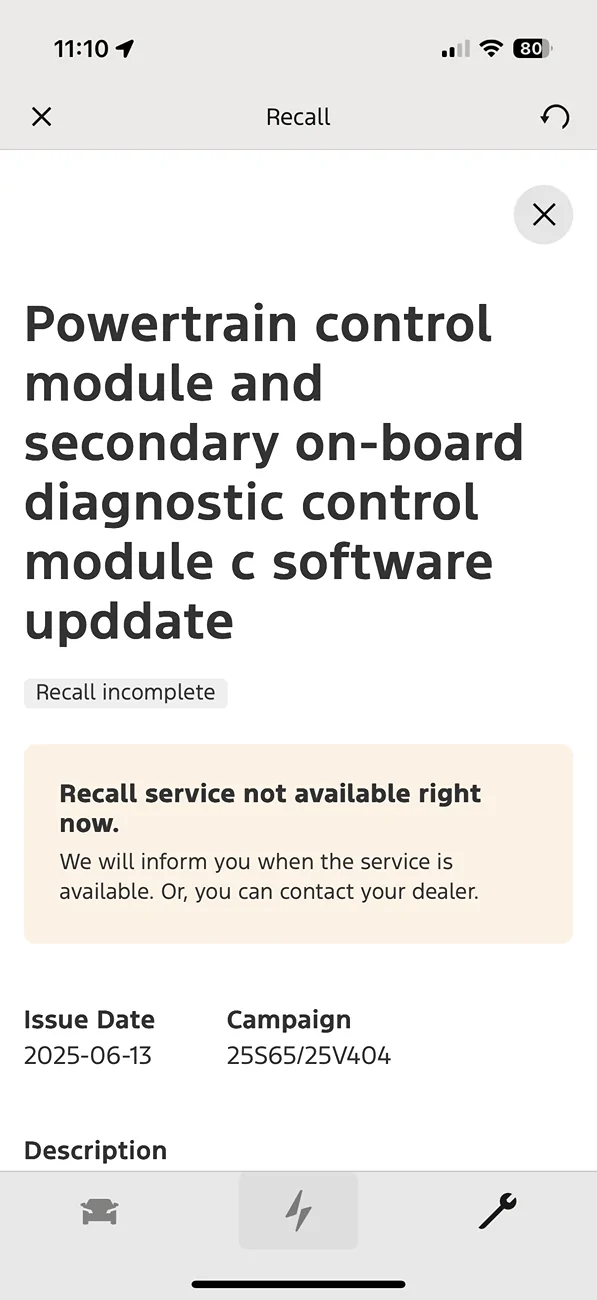 Ford Mustang Mach-E 25S65 Recall service not available right now? - Nevermind. IMG_6145