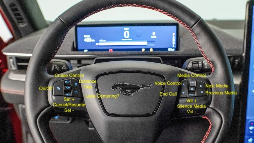 Ford Mustang Mach-E Centered Speed Indicator, not. 2021-Ford-Mustang-Mach-E-steering-wheel-labeled