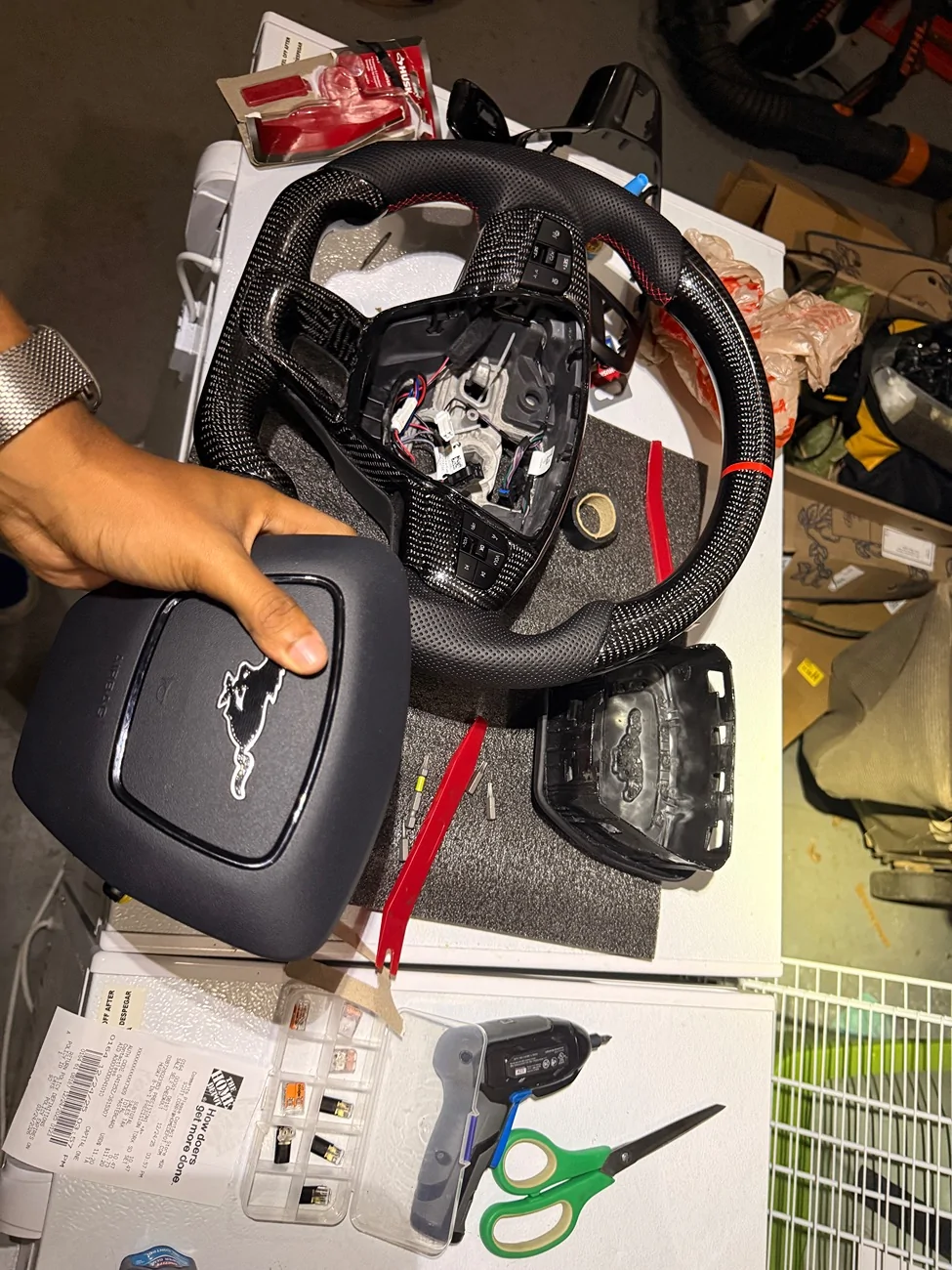 Ford Mustang Mach-E Aftermarket steering wheel installation IMG_8878