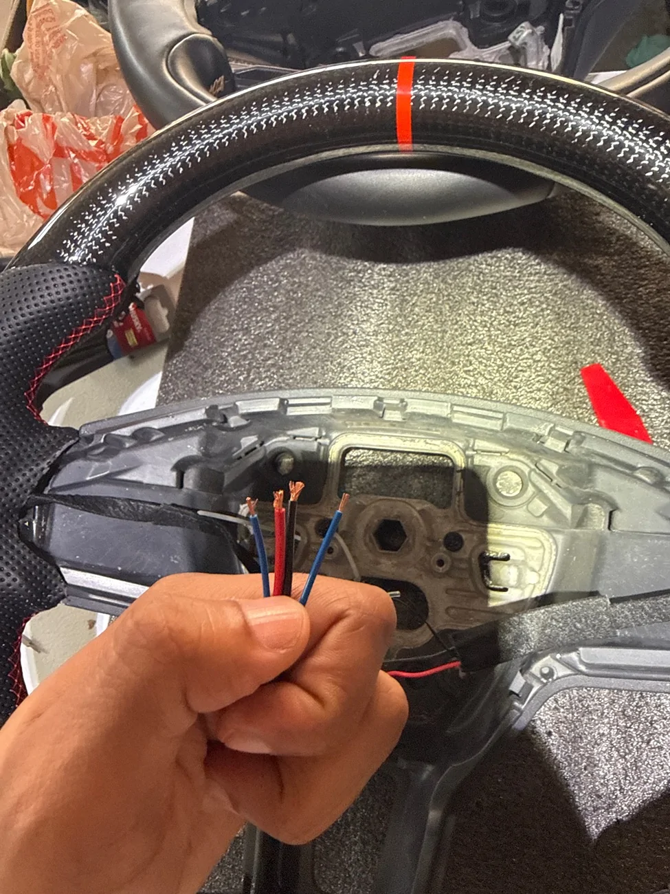 Ford Mustang Mach-E Aftermarket steering wheel installation IMG_8875