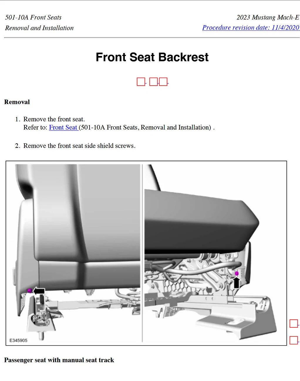 Ford Mustang Mach-E Manual seat to -> electric seat conversion (passenger seat) 1766786457860-64