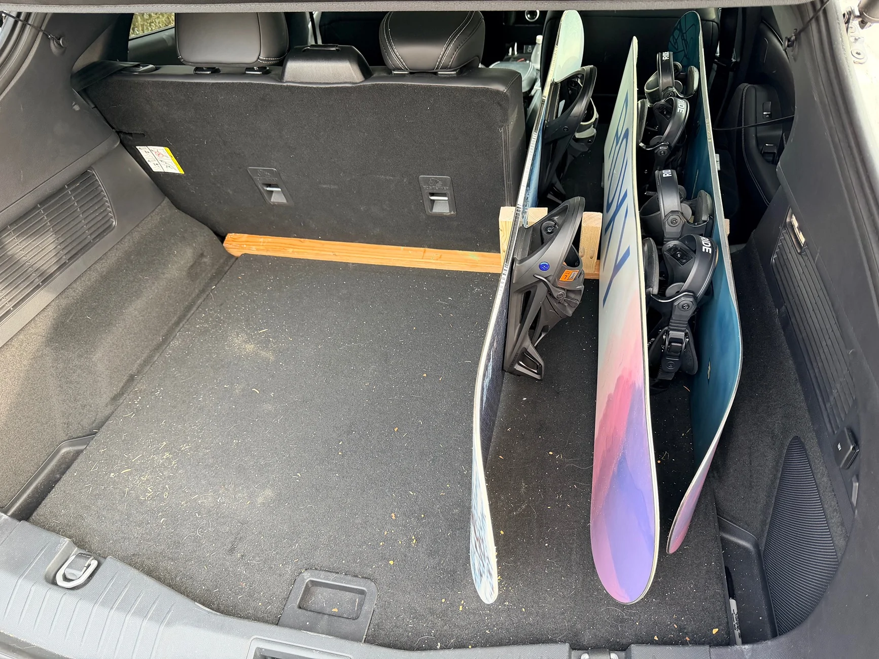 Ford Mustang Mach-E In-Trunk Snowboard Rack IMG_9373