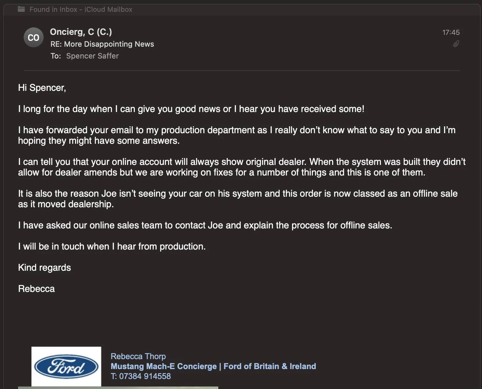 Ford Mustang Mach-E UK Customers Screenshot 2021-02-15 at 21.14.23