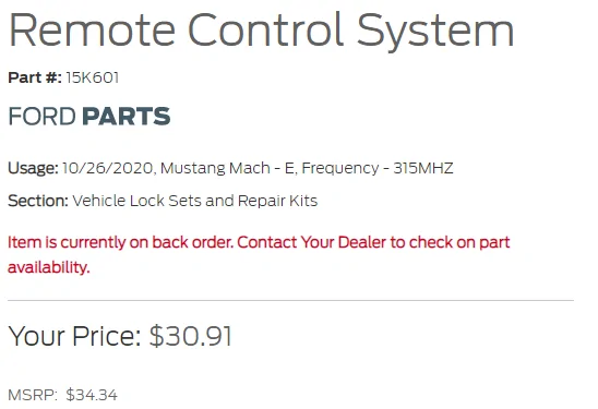 Ford Mustang Mach-E Purchasing and Programming another FOB 1613486983273