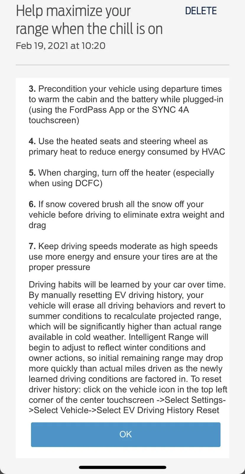Ford Mustang Mach-E Ford providing cold weather instructions 1613757773956