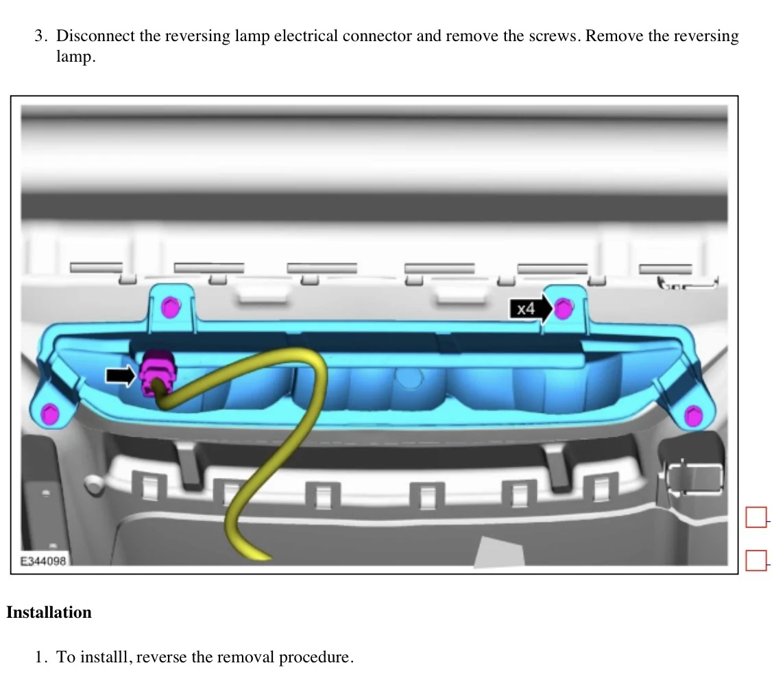 Ford Mustang Mach-E How to remove back-up light? Screenshot 2026-01-27 at 3.09.01 PM