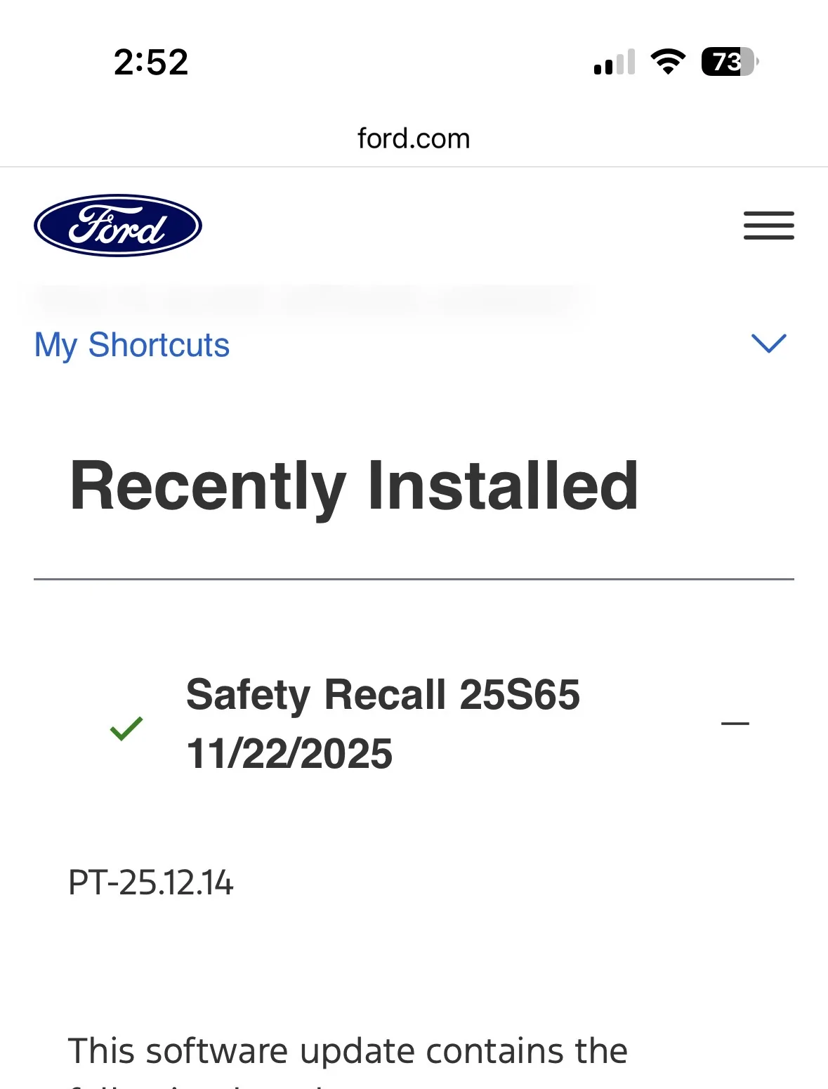 Ford Mustang Mach-E Recall clearing OTA IMG_0328