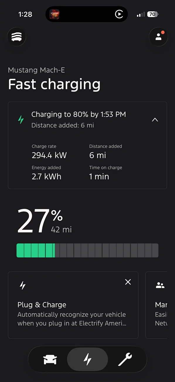 Ford Mustang Mach-E Anyone else seen this charge rate fluctuating bug? IMG_5410
