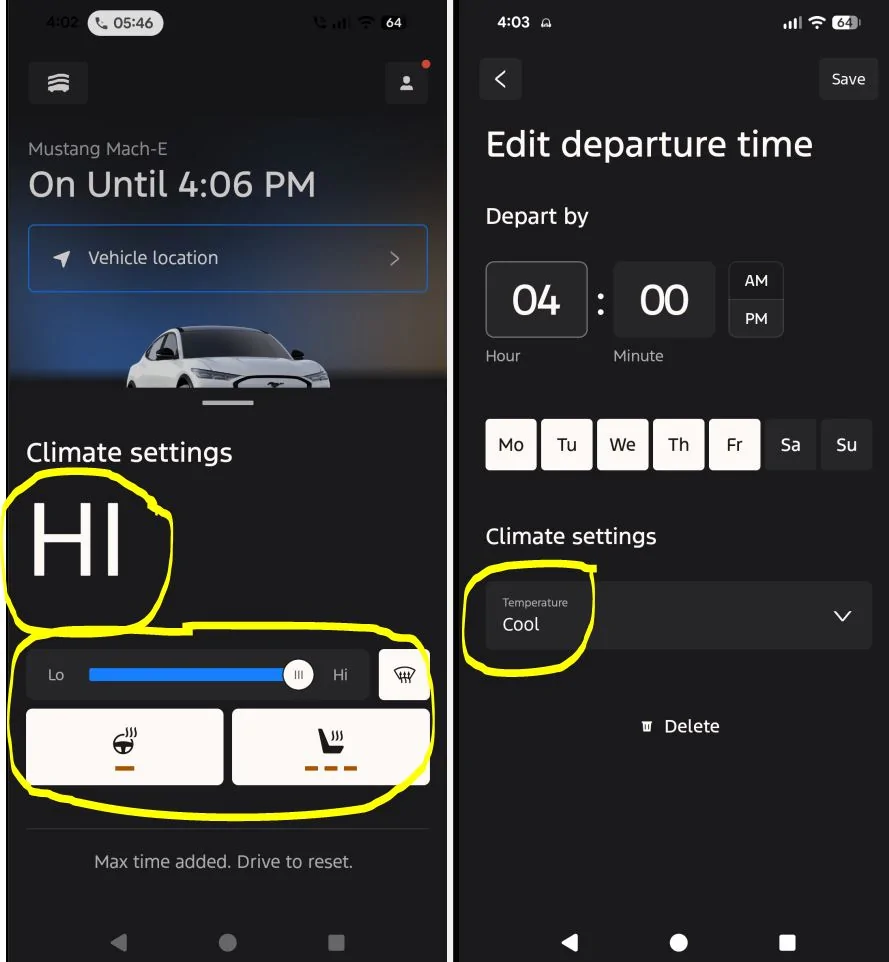 Ford Mustang Mach-E Departure schedule not following climate setting, please help. MACHE