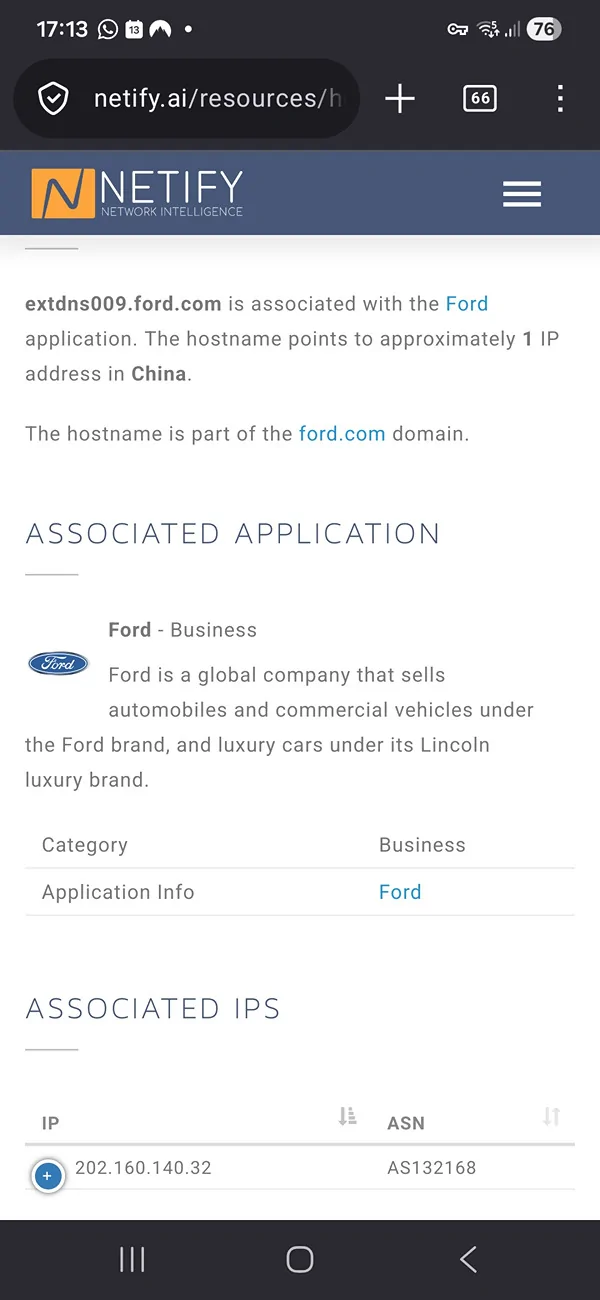 Ford Mustang Mach-E 2023 Sync attempting to access Chinese DNS server 1000030555