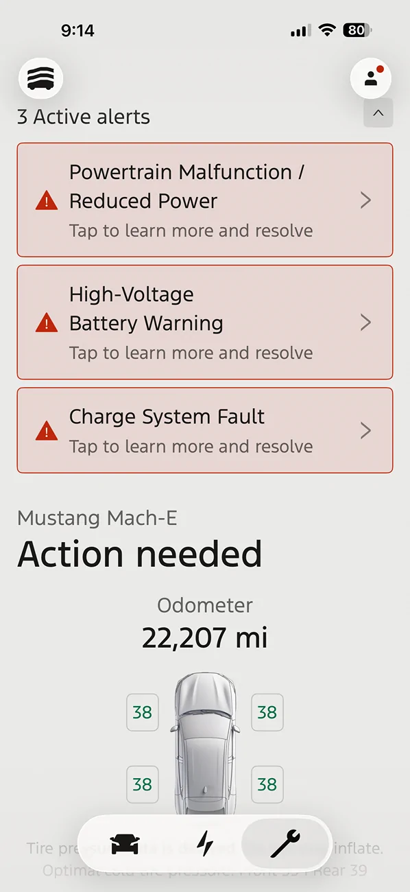 Ford Mustang Mach-E Reduced power hvb warning IMG_1421