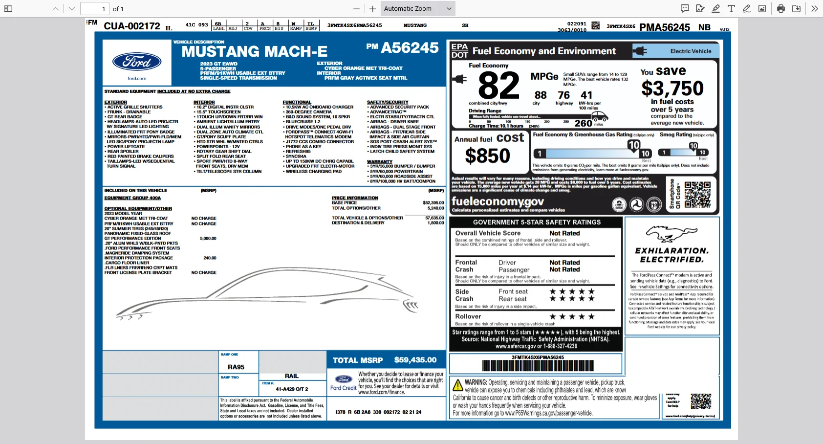 Ford Mustang Mach-E Can VIN tell you if GT is PE model? 1775107967638-ni