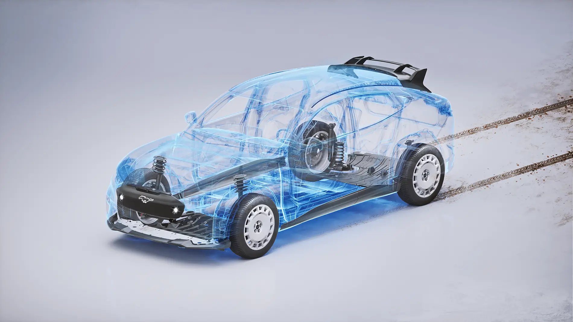 Ford Mustang Mach-E [Engineering Highlight] Mustang Mach-E Suspension System Hero X-Ray Asset