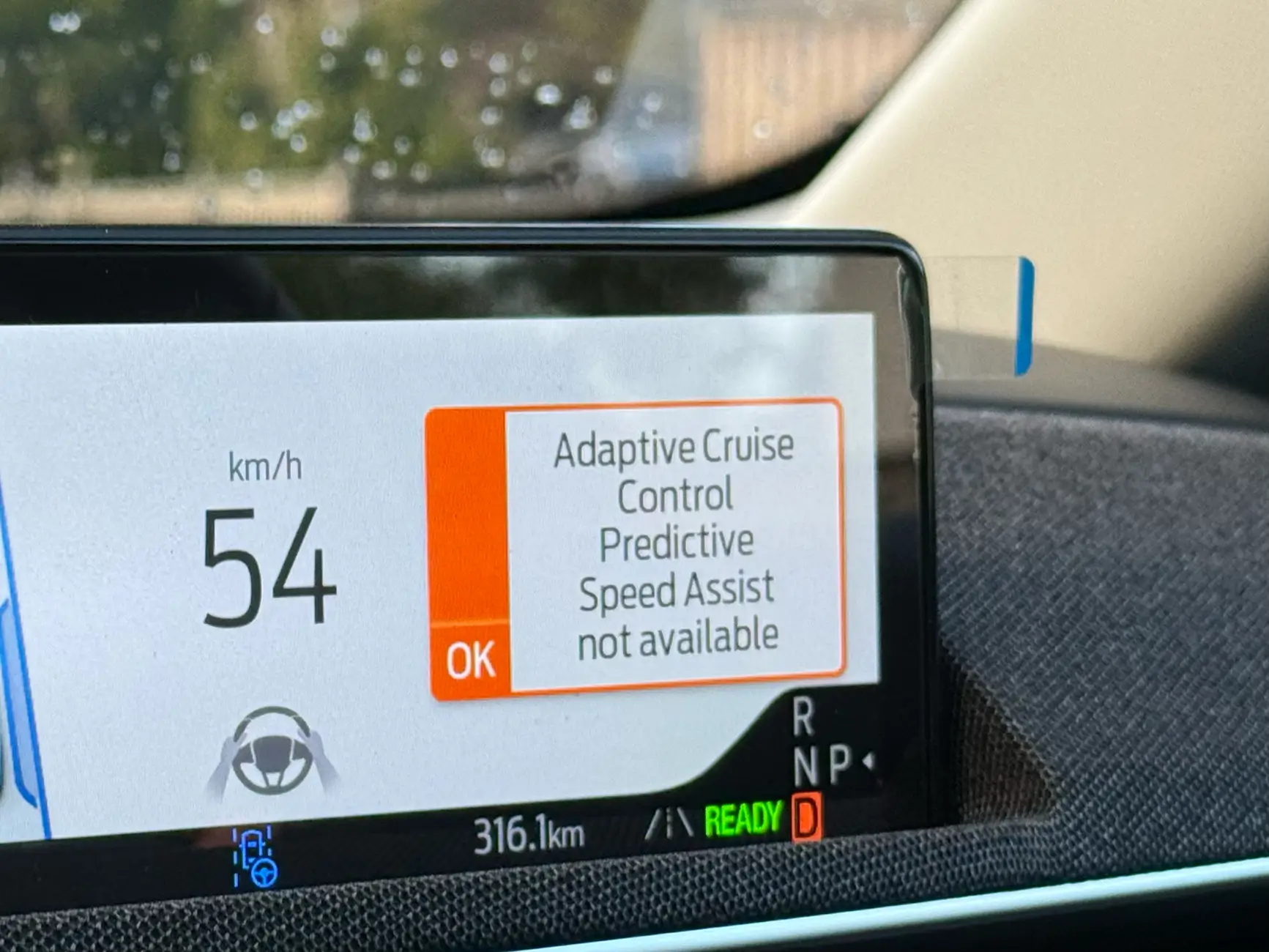 Ford Mustang Mach-E Intermittent error: "Adaptive Cruise Control Predictive Speed Assist not available." Cruise control error