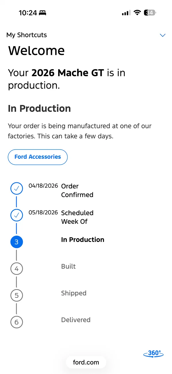 Ford Mustang Mach-E List of 2026 Orders and Times IMG_1491