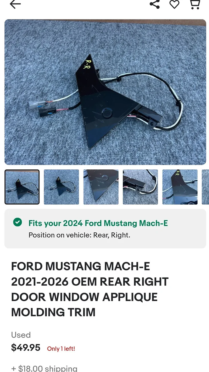 Ford Mustang Mach-E Rear Driver Side Door Button Cover Broke Screenshot_20260626_140405