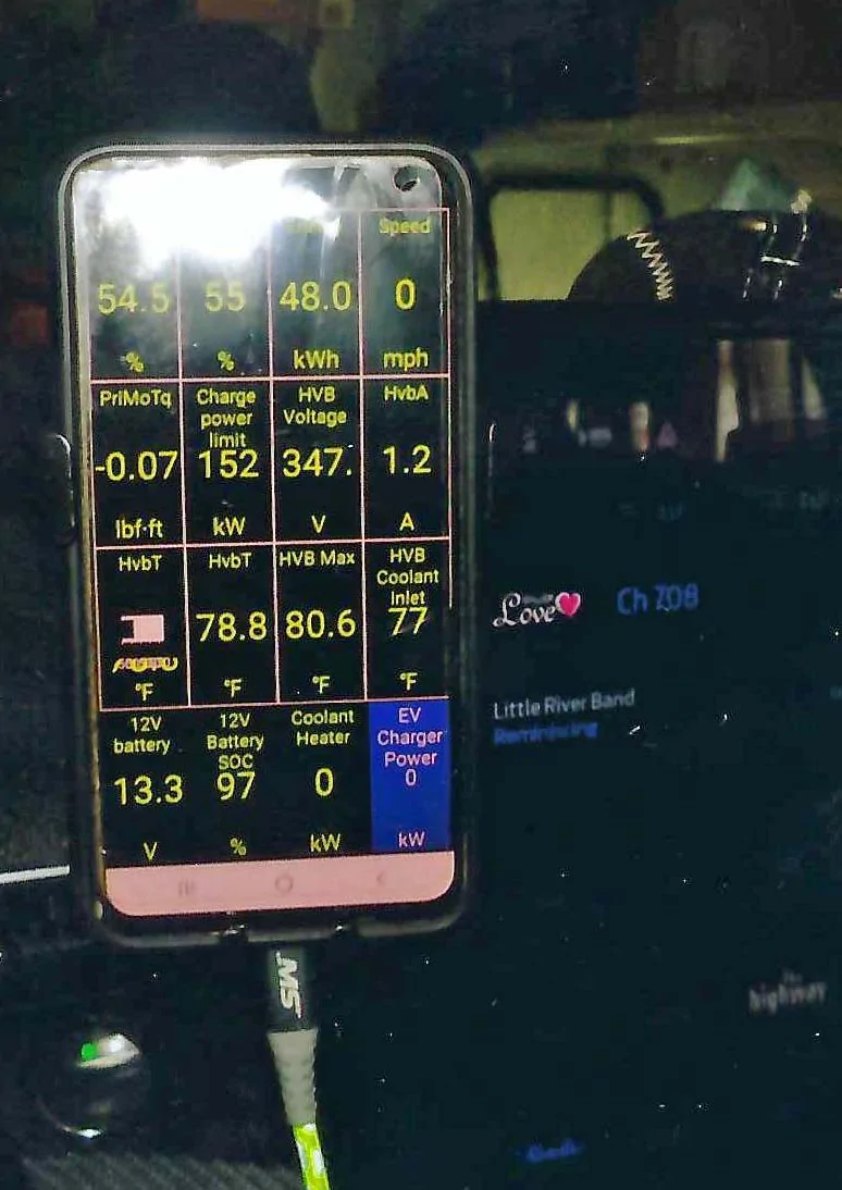 Ford Mustang Mach-E I'm Spoiled car scanner view on smartphon