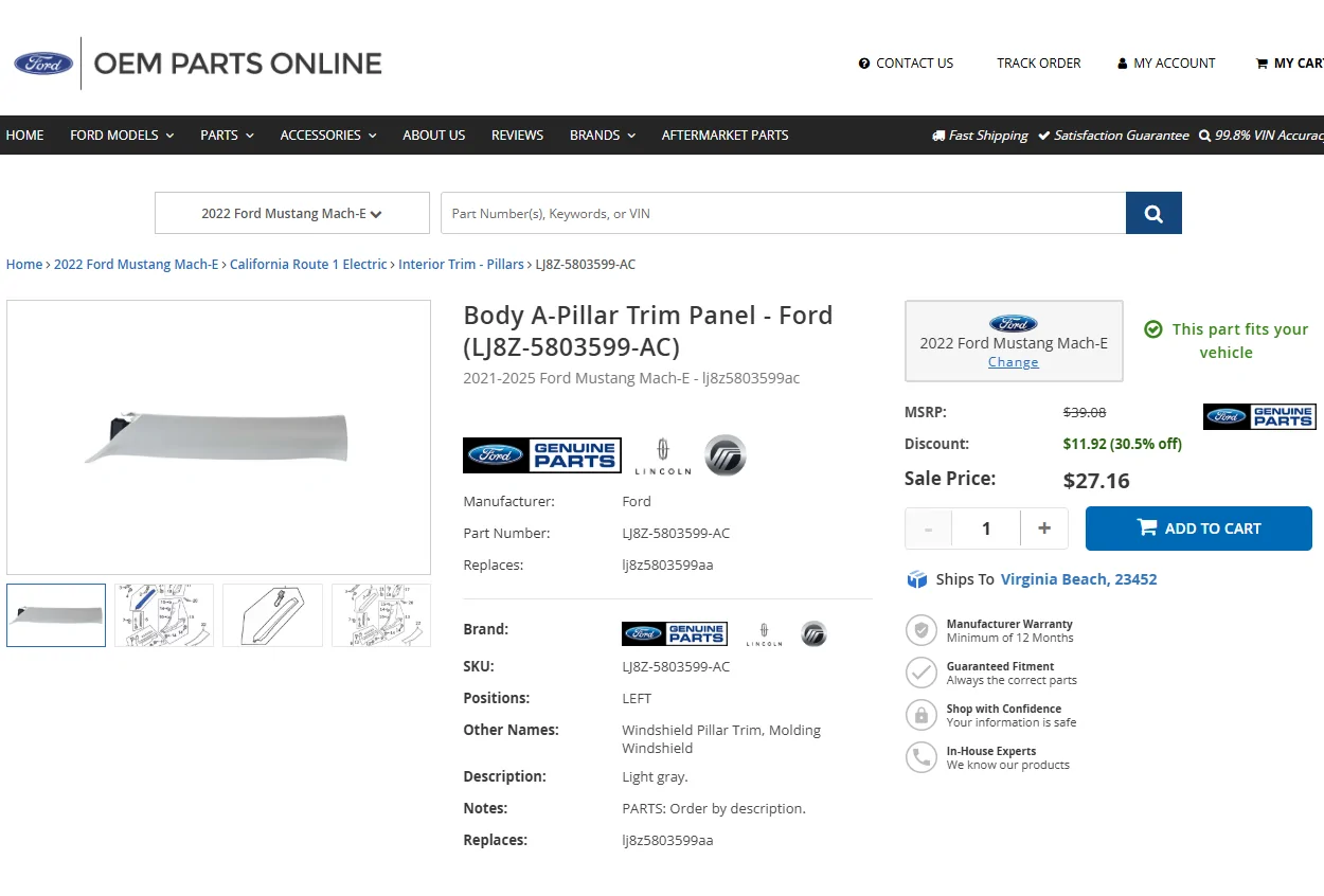 Ford Mustang Mach-E Stupid Trim with pics MachE A Pillar Trim Panel