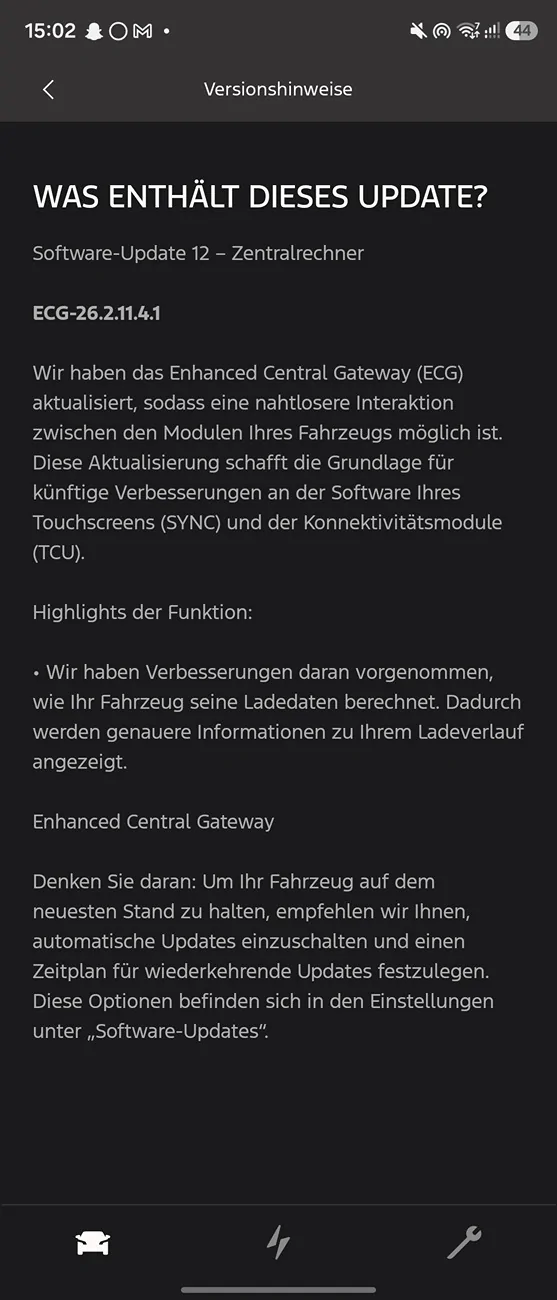 Ford Mustang Mach-E OTA "Software update 12 - Central Computer" 106978