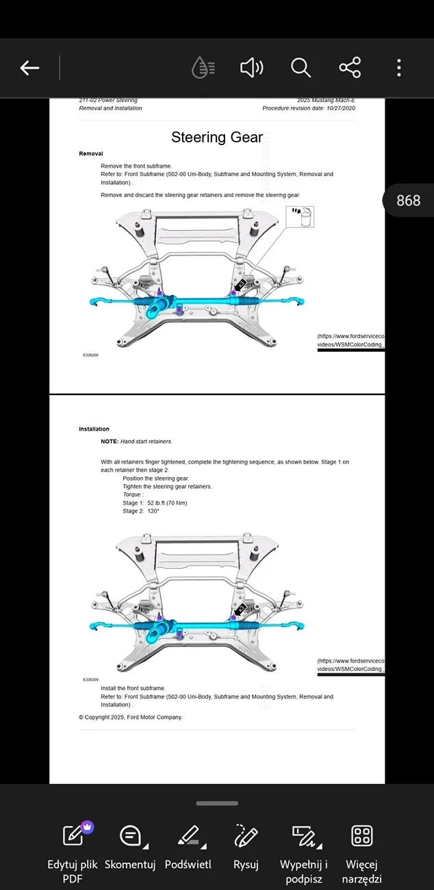 Ford Mustang Mach-E Replace the steering gear IMG-20260823-WA0002