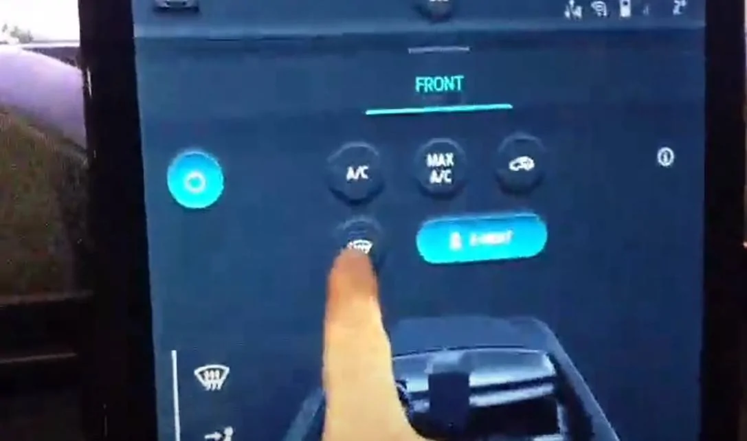 Ford Mustang Mach-E Bjorn livestream of Mach-E range test heated windscreen