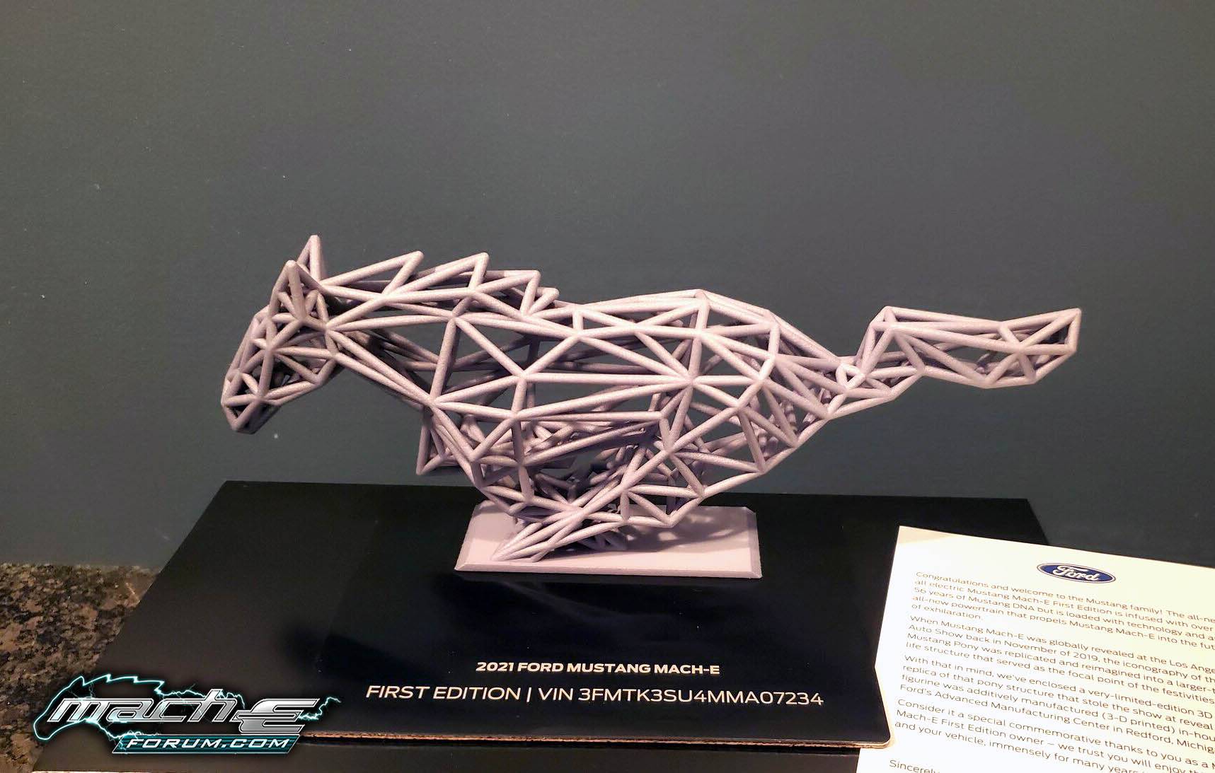 Ford Mustang Mach-E Received a Mach-E First Edition surprise gift! 3D printed fractal pony with VIN display. Mach-E First Edition gift - 3D printed fractal pony with VIN display