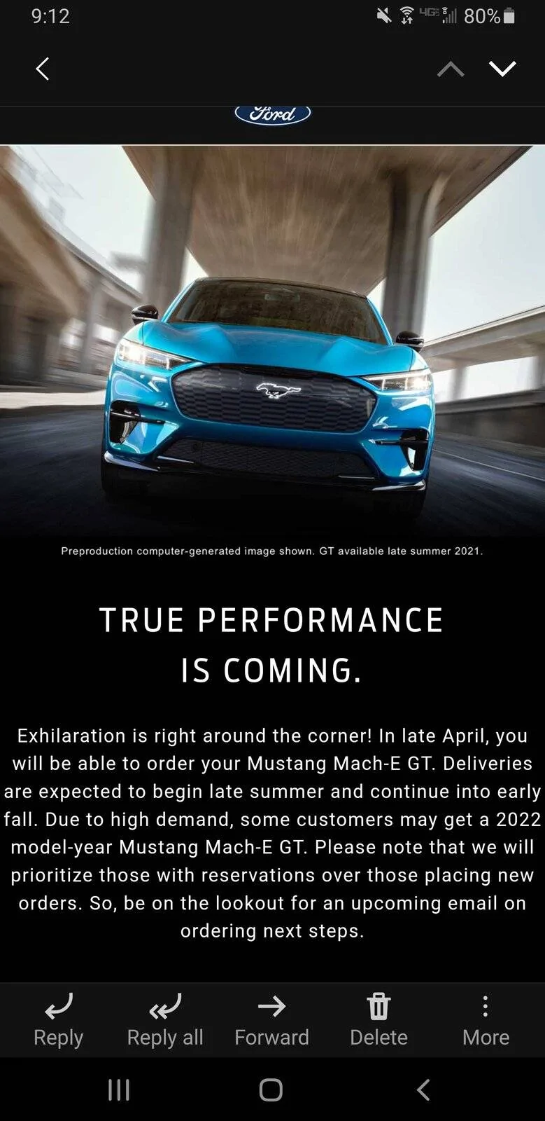 Ford Mustang Mach-E Email from Ford regarding my Mach-E GT Order Screenshot_20210224-091209_Email