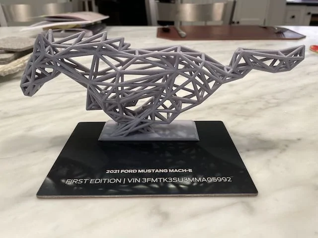 Ford Mustang Mach-E Received a Mach-E First Edition surprise gift! 3D printed fractal pony with VIN display. IMG_0194