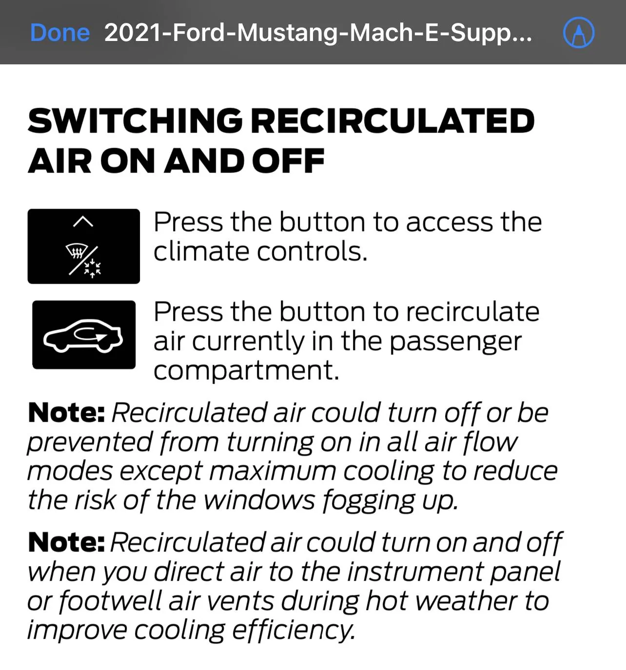 Ford Mustang Mach-E Recirculating air turning off A3CAEBC1-1FE9-451D-AF77-EB088FD986B2