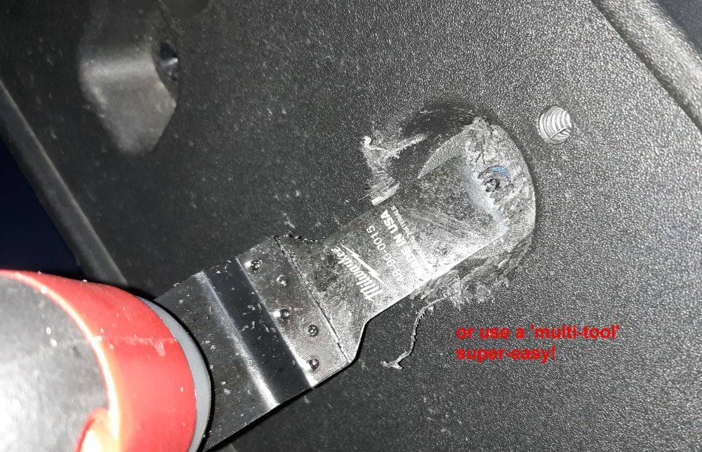 Ford Mustang Mach-E How to - remove front license plate bracket 20210228_1 multi-tool rivet