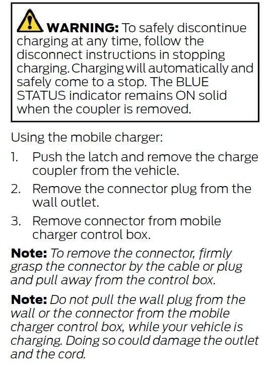 Ford Mustang Mach-E proper way to unplug charger charging