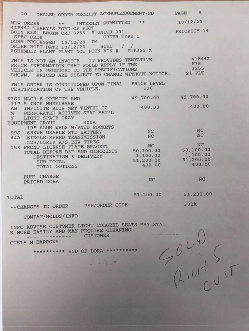 Ford Mustang Mach-E Thread for people who haven't gotten their Mach-E's yet to be grumpy in Dealer Order Sheet