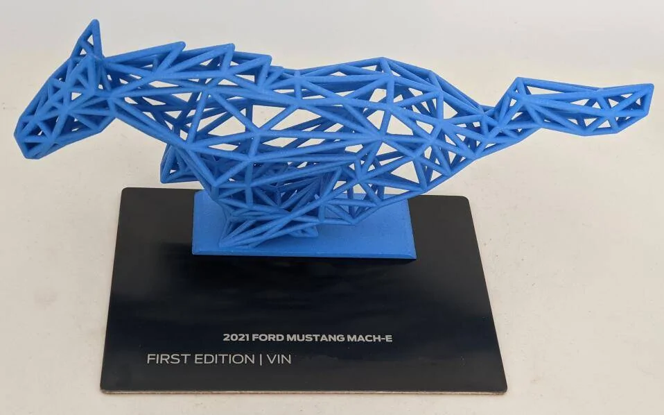 Ford Mustang Mach-E Received a Mach-E First Edition surprise gift! 3D printed fractal pony with VIN display. 1614732877534