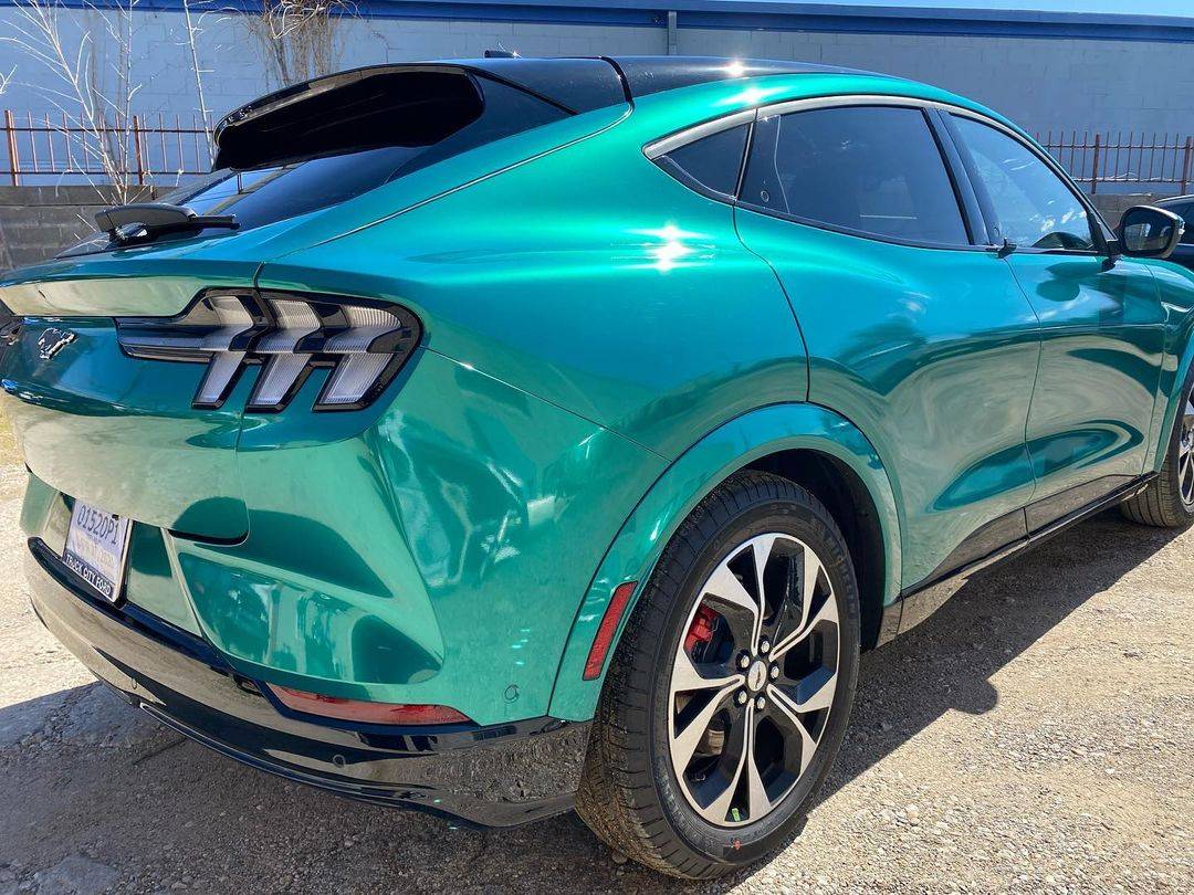 Ford Mustang Mach-E Mach-E wrapped in Dark Green Pearl 3M vinyl wrap 2021 Mach-E dark green pearl 3M wrap 2