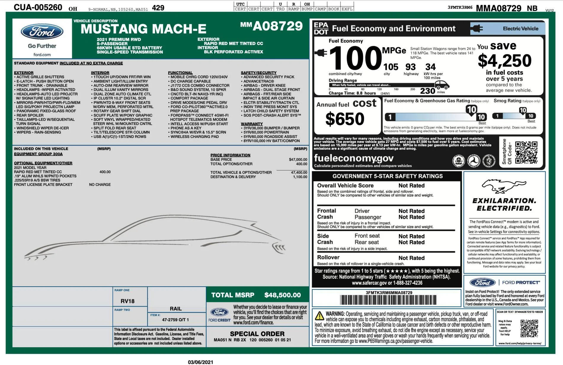 Ford Mustang Mach-E UK Customers USA Windowsticker