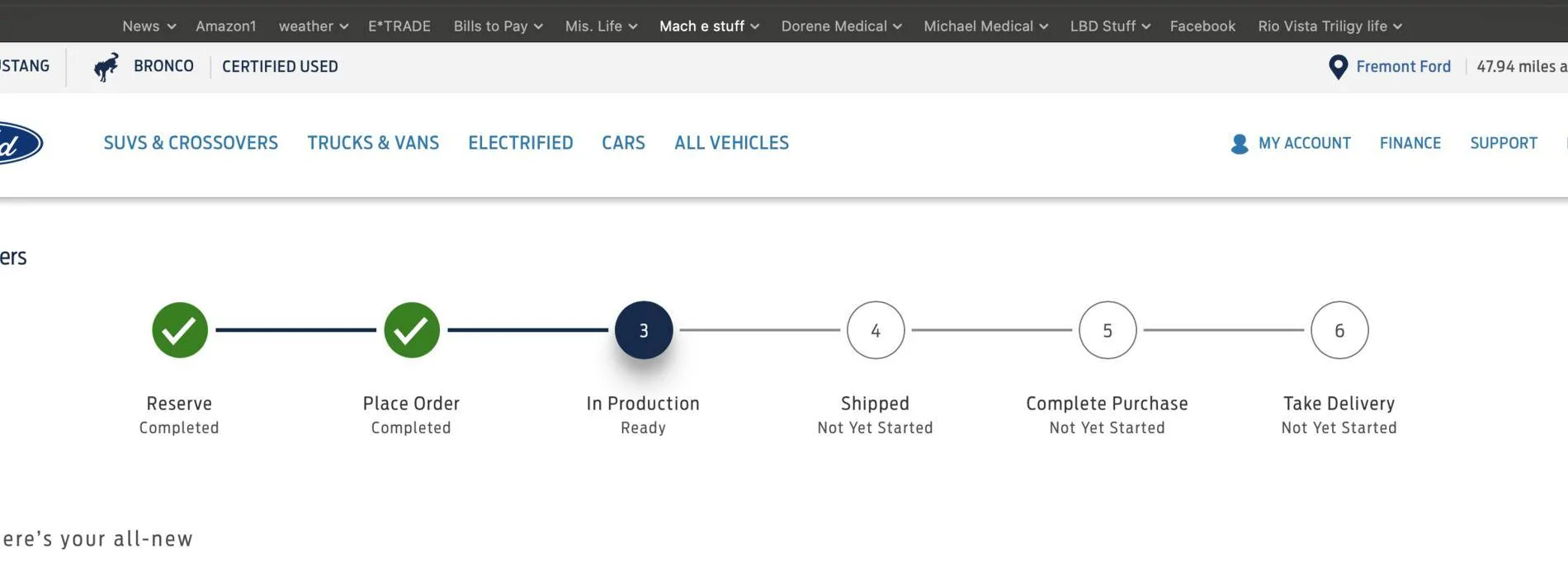 Ford Mustang Mach-E My order status page changed. Screen Shot 2021-03-09 at 11.31.59 AM