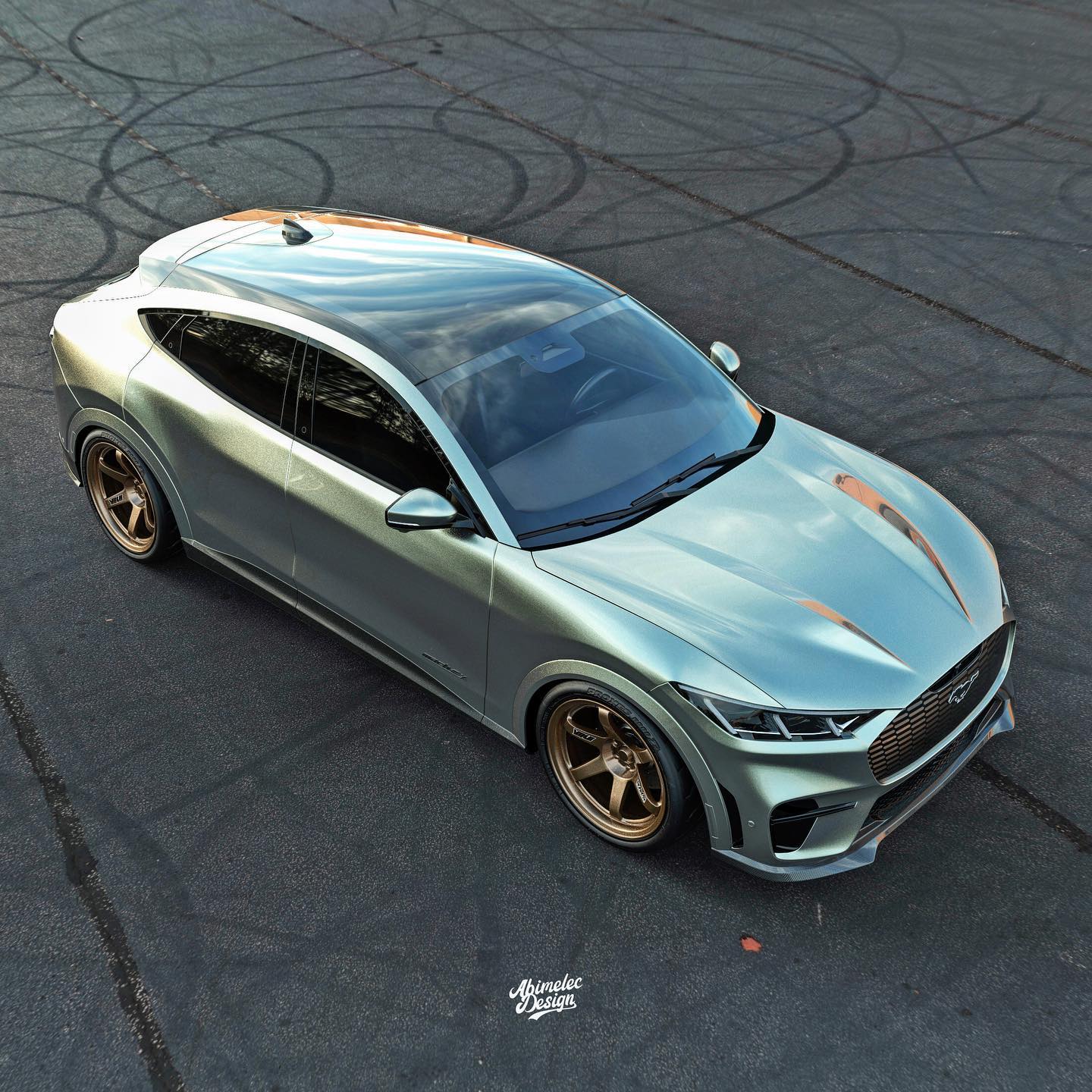 Ford Mustang Mach-E Modified Mach-E GT imagined with lowered suspension, aftermarket wheels, etc. Modified Mach-E e