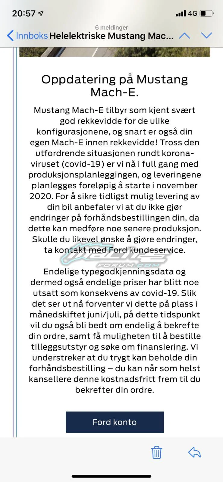 Ford Mustang Mach-E Mach-E order bank opens May 11, 2020 (Update: possibly delayed to June-July) Mach-E-Update-Ford-Norway