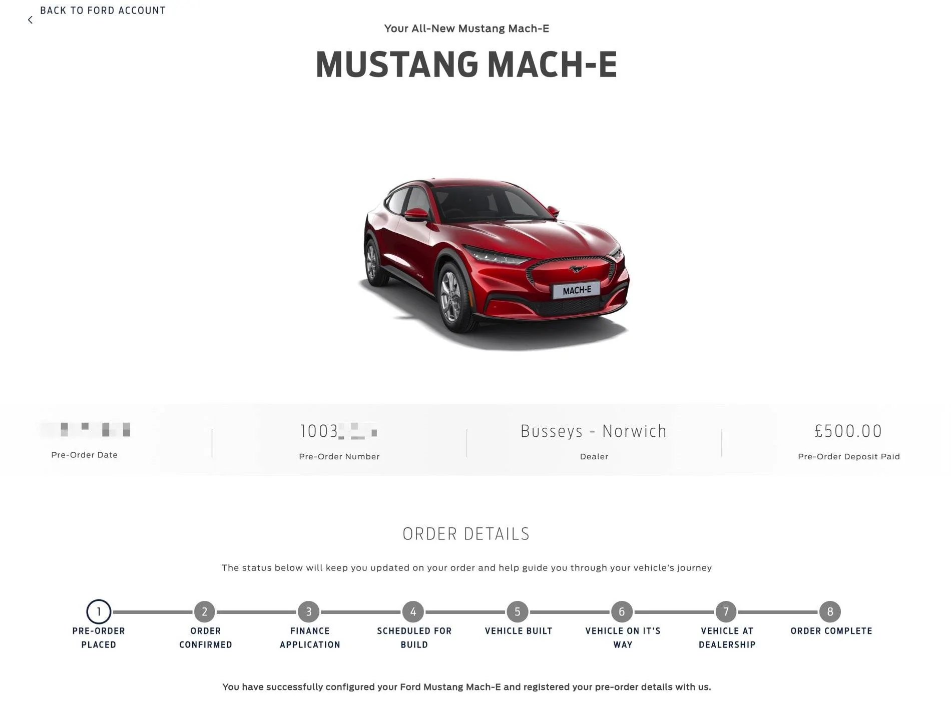 Ford Mustang Mach-E Just received Ford email confirming Mach-E Pre-Order Successfully Loaded!!! Screenshot