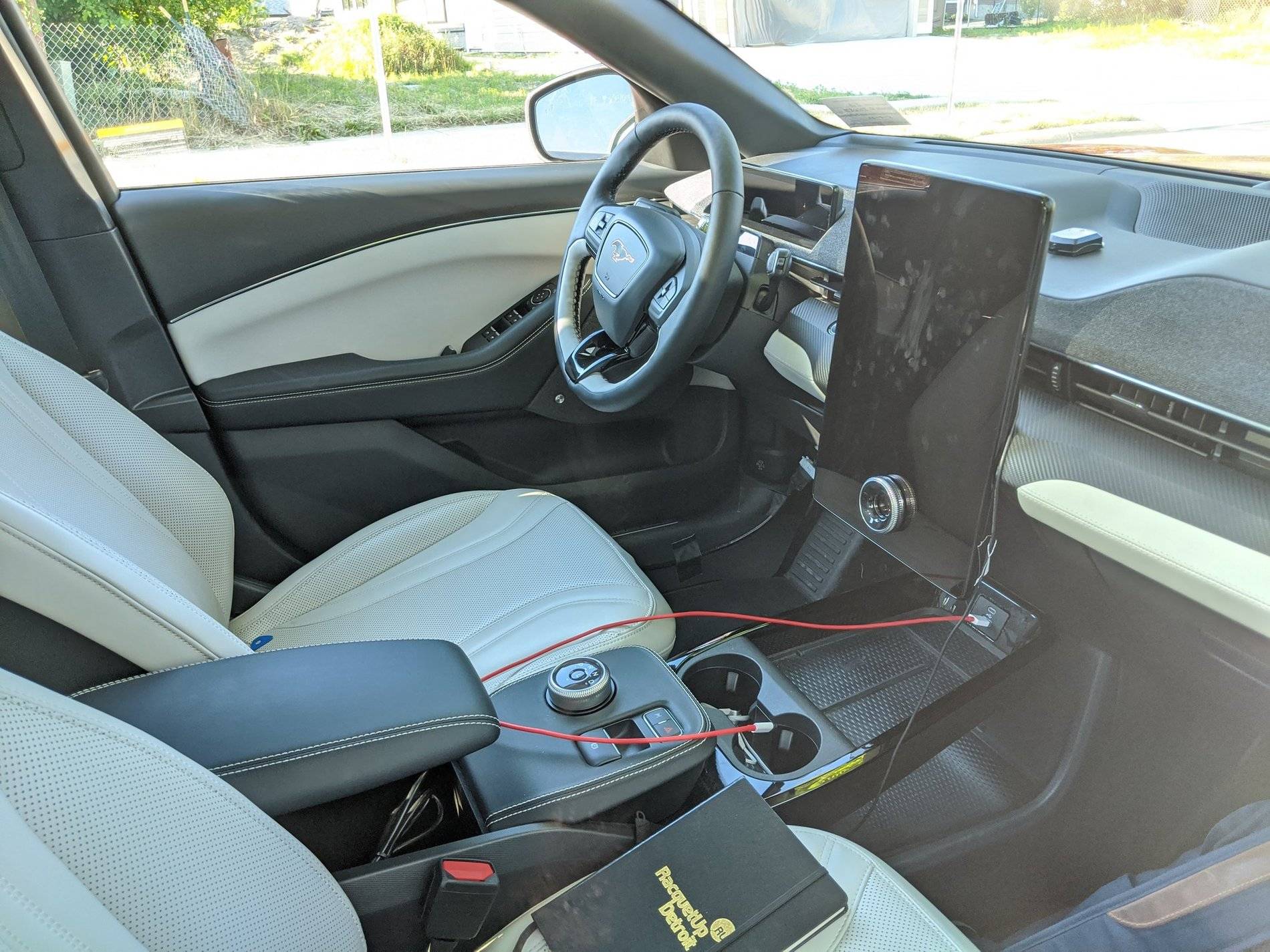 Ford Mustang Mach-E Ruby Red EX Mach-E (White interior) in the wild-revealed mache 35  interior front