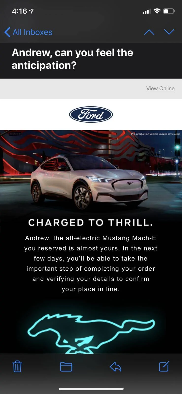Ford Mustang Mach-E Ford Notifies Mach-E Reservers of Order Completion “In The Next Few Days” 1F212ECD-8CDF-40A8-B094-6B7C45AF5E59
