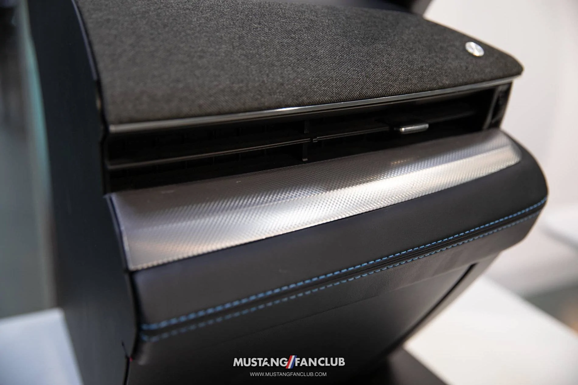 Ford Mustang Mach-E Closeup Looks at Mach-E Factory Wheels Options, Seats, Stitching, Cabin Environment 2021 Mustang Mach-E Black Onyx Cabin Environment w: Grabber Blue Stitching